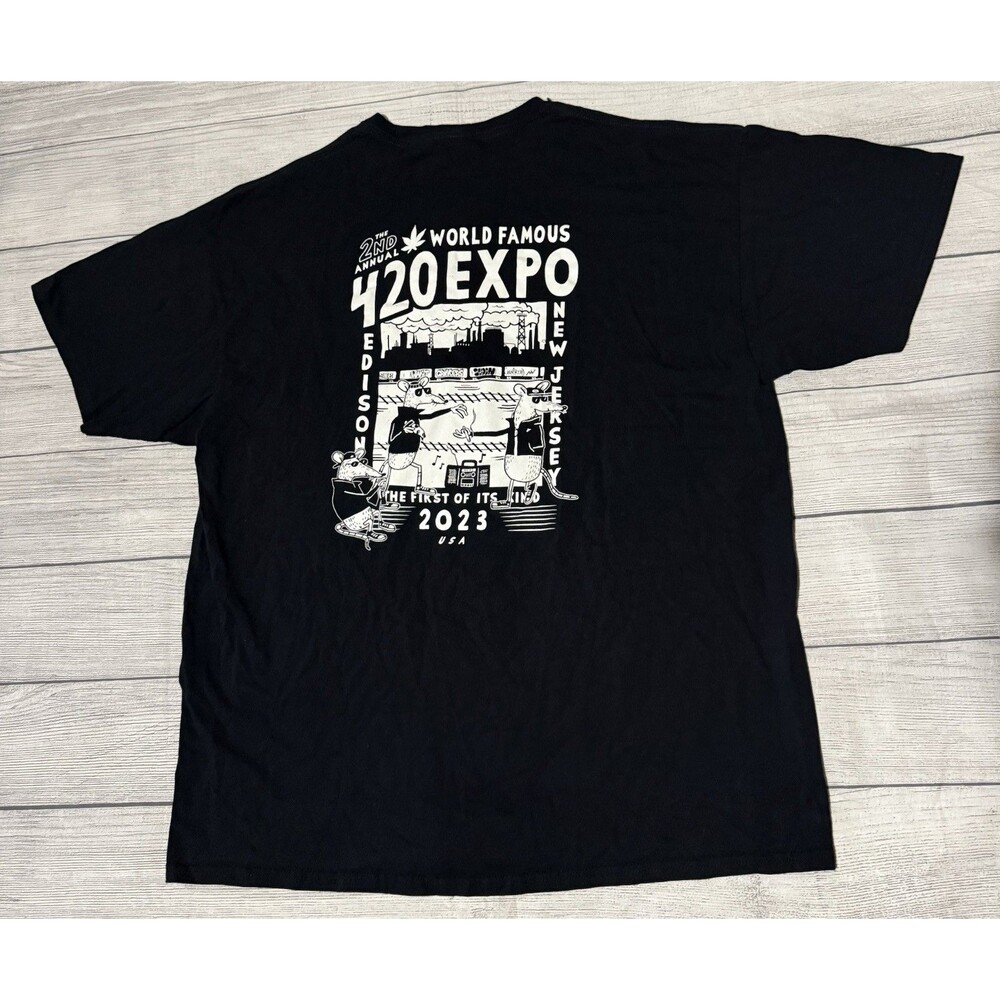 420 Expo Graphic T Shirt Edison New Jersey 2nd Annual 2023 Size XL Black